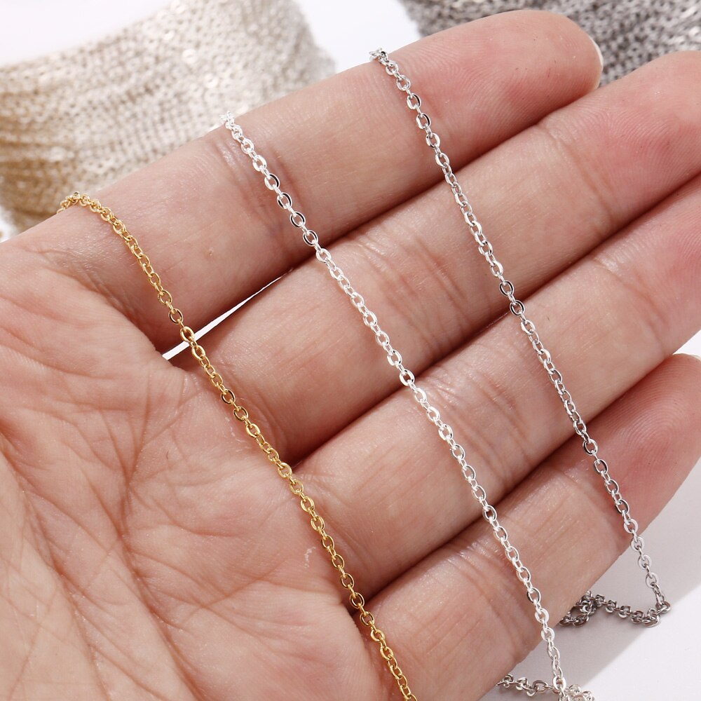 10 meter guld rustfrit stål kæde til armbånd metal halskæder 1.5mm rolo kabel kæder bulk diy smykker fremstilling