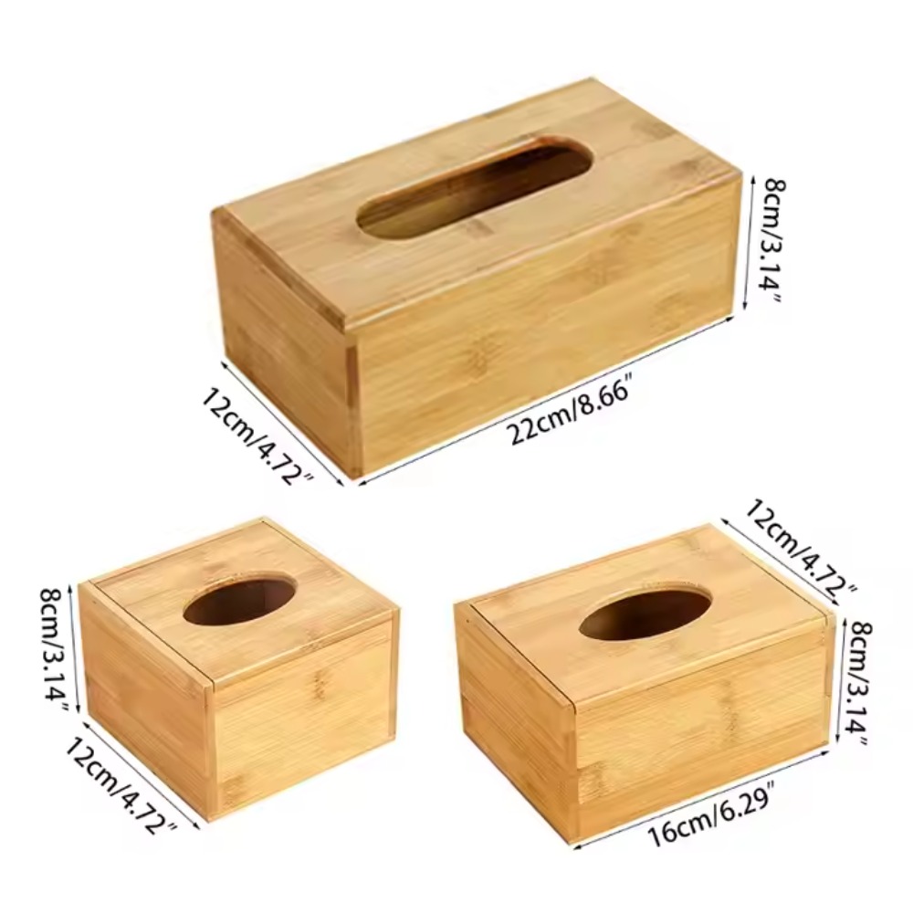 Bamboo Box Tissue Household Hotel Cafe for Napkin Dispenser Box Utility Paper Container Large Capacit