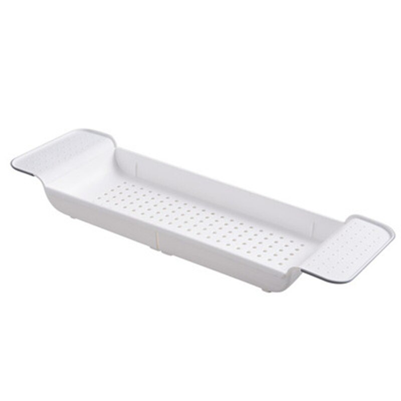 Extendable Retractable Plastic multifunctional shower Shelf kitchen Makeup rack Basin bathroom tray bathtub Box organization: white
