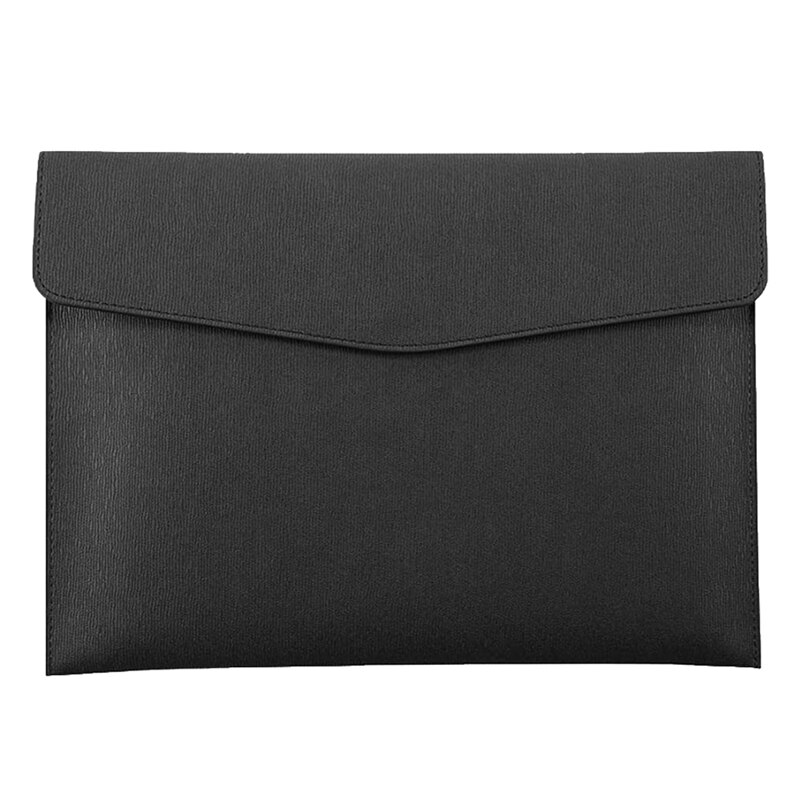 -PU Leather A4 File Folder Document Holder Waterproof Portfolio Envelope Folder Case with Snap Closure: black