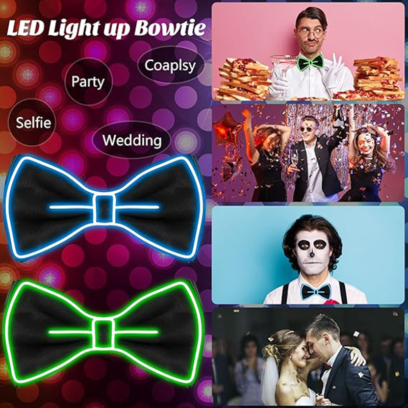 Leuchtende LED-Hosenträger für Herren, Fliege, Unisex, elastisch, verstellbar, Hosenträger, beleuchtete LED für Musik, Festival, Kostümparty