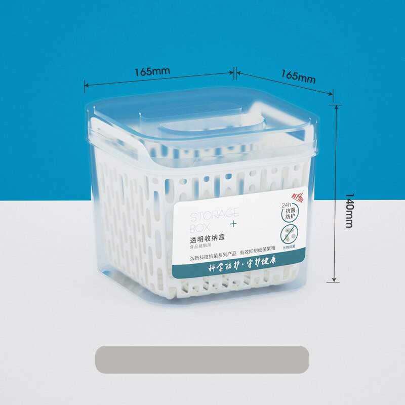 Refrigerator Food Storage Containers With Lids Kitchen Storage Seal Tank Plastic Separate Drain Basket Fresh Box Big Capacity: 1