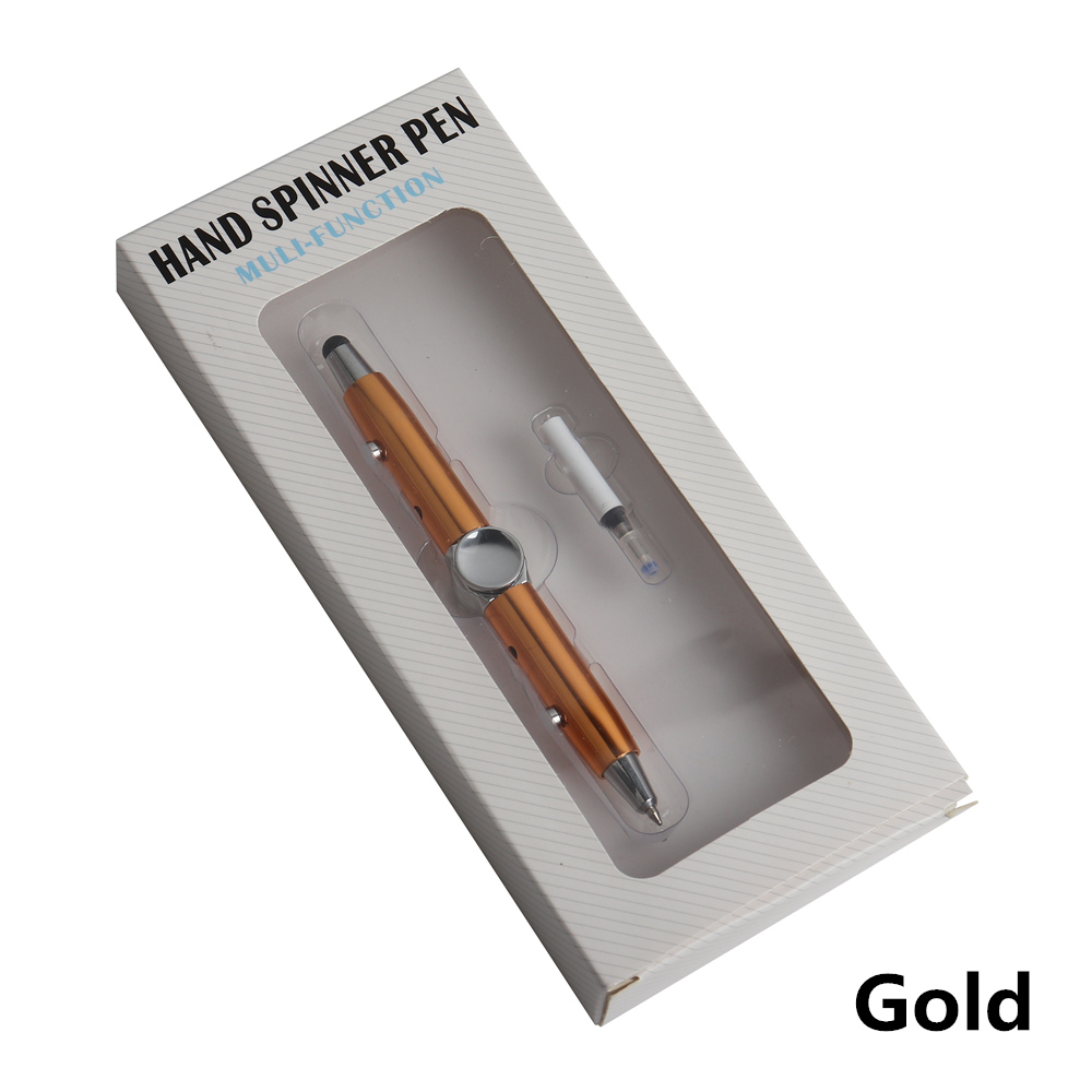 1Set Multi-functional 3 in 1 Fidget Spinning Pen Stress Reducer High Speed and touch screen Hand Spinning Pen for anxiety people: gold