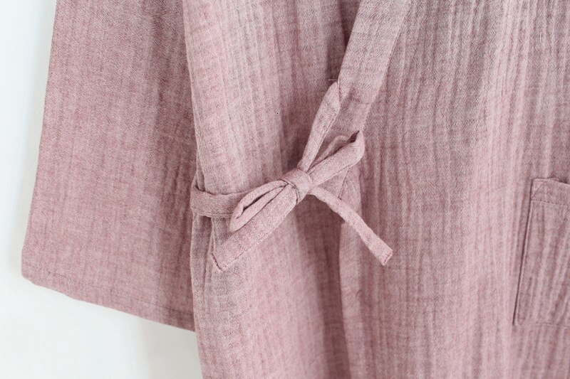 Herr japansk kimono traditionell mantel badrock långärmad bomull sömnkläder enfärgad vårtjänstficka yukata
