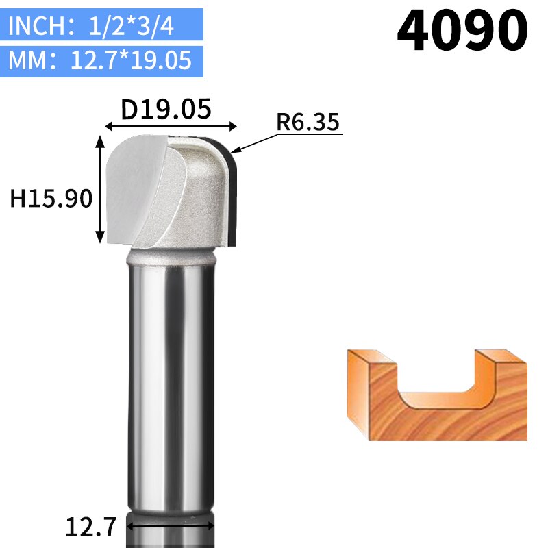 Huhao 1 stuks 1/2" schachtkom & lade sjabloon freesbit wolfraamcarbide frees voor houtbewerking snijgereedschap houtfrees: 4090