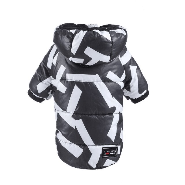 Hunde #39 jumpsuit kjæledyr klær varm jakke tykkere bomull frakk vanntett kjæledyr klær for liten hund fransk bulldog valp: Svart / Xl