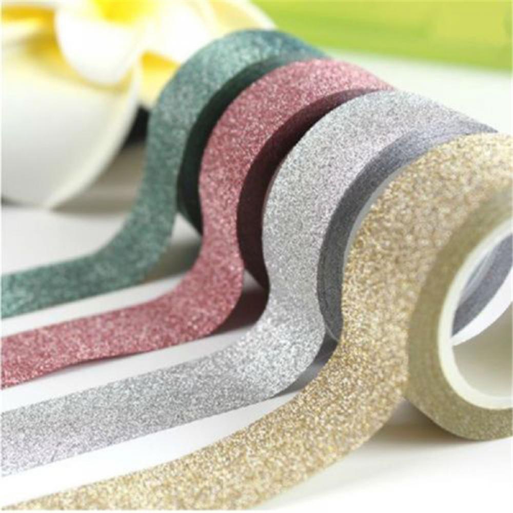 Lim sølv gylden glitter washi teip scrapbooking julefest kawaii søt dekorativt papir håndverk
