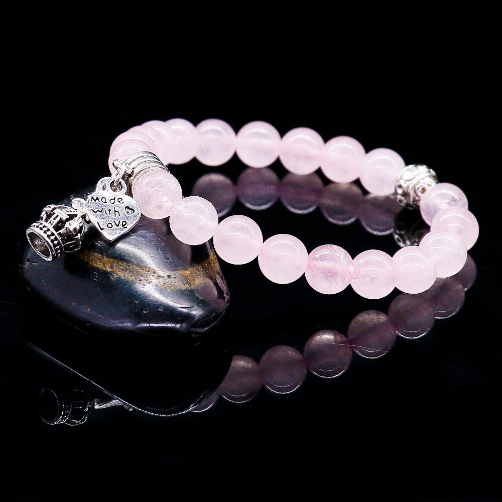 Natuursteen Roze Crystal Armbanden En Armbanden Voor Vrouwen Mannen Kleur Hangend Charm Armband Casual Sieraden Liefde