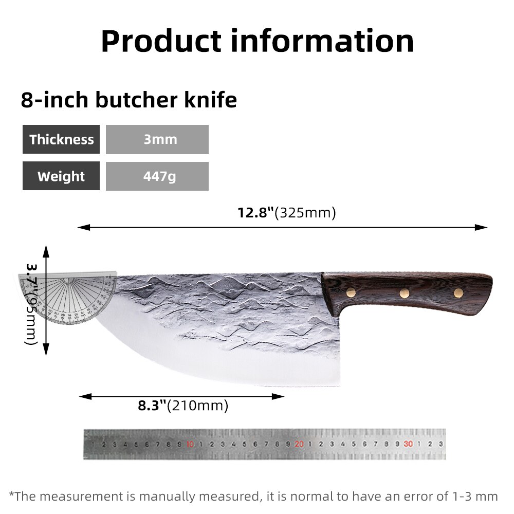 8 Inch Kitchen Chef Knife Handmade 4Cr13 Stainless Steel Meat Cleaver Outdoor Cooking Cutter Chicken Wings Sharp Butcher Knife