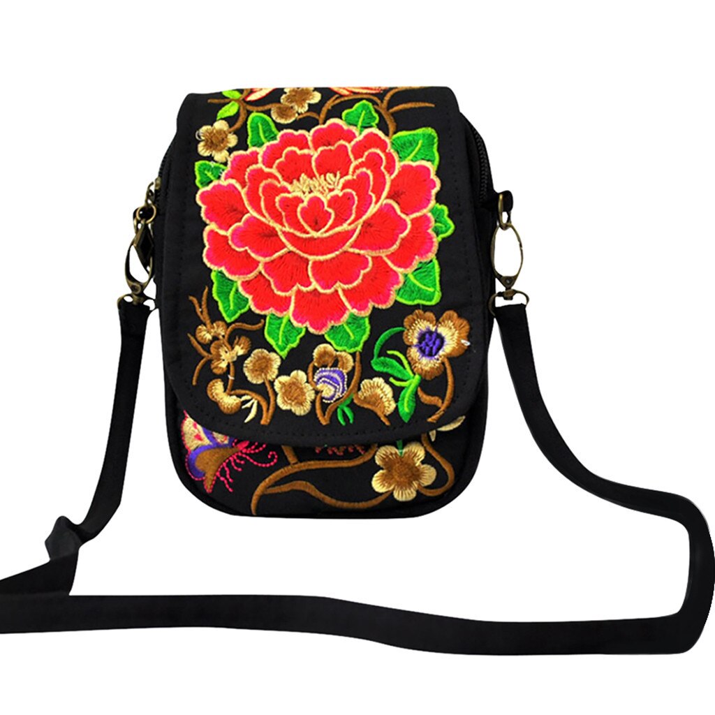 Women Ethnic Style Tote Bag Cover Handbags Purse Embroidered Embroidery Handbag Retro Vintage All-match Floral Bag#G30: D