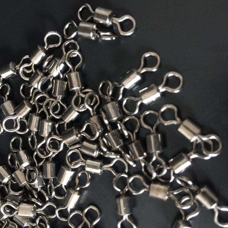 100 stk kugleleje drejelige massive ringe fiskestik runde 8- formede øje rullende svirvler rig havkarpe fiskeredskaber i flere størrelser