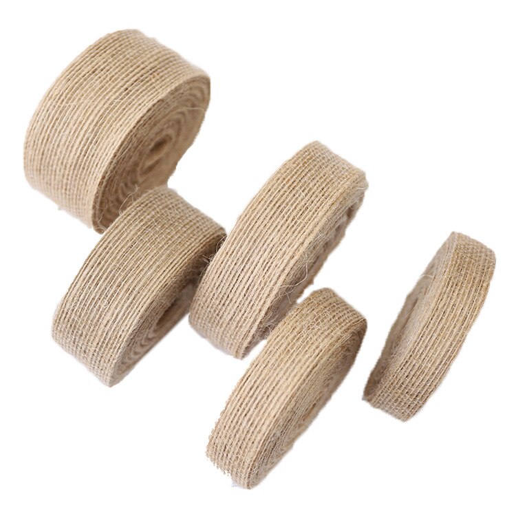 5 meter 6mm-38mm naturlig vintage jute säckväv band gör-det-själv bröllopsbälte rem florism födelsedagsfest juldekoration hantverk