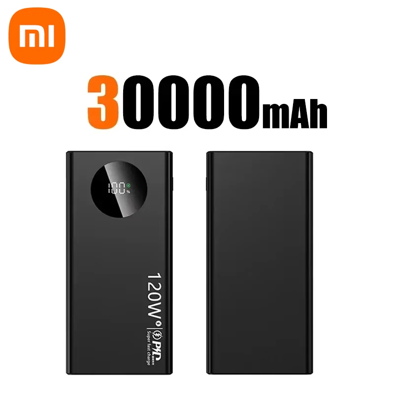 Xiaomi 50000 mah powerbank 120w snabbladdning 30000 mah dubbel usb högkapacitets bärbar digital display batteriladdare powerbank: Blå