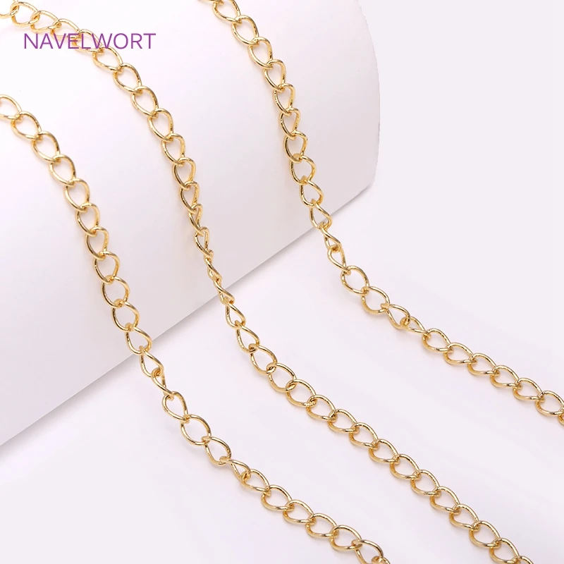 Multi tipos de cadenas finas chapadas en oro Real, cadena a granel para fabricación de joyería, manualidades DIY, para hacer joyería al por mayor