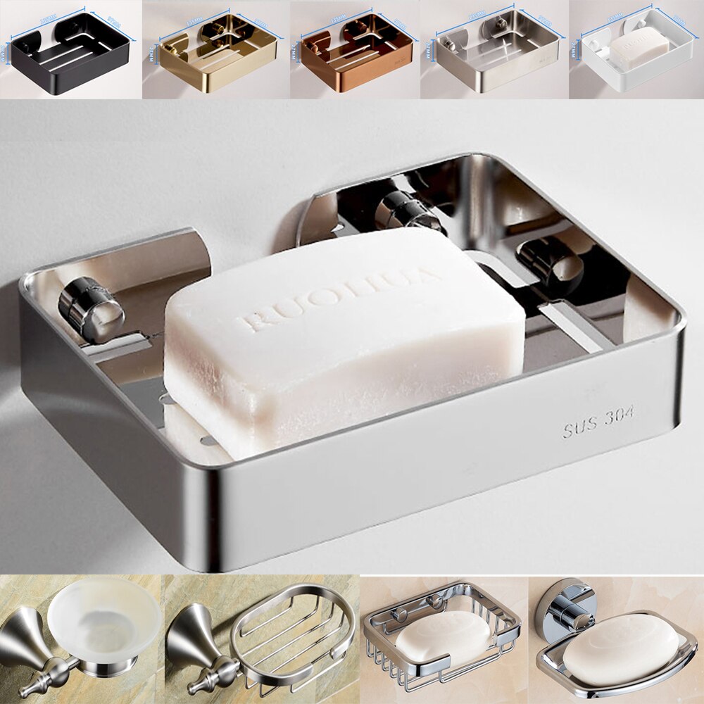 Edelstahl Seife Dish Bad Lagerung Seife Rack Platte Box Container Wand Storage Rack-Halter Seife Dish Halter