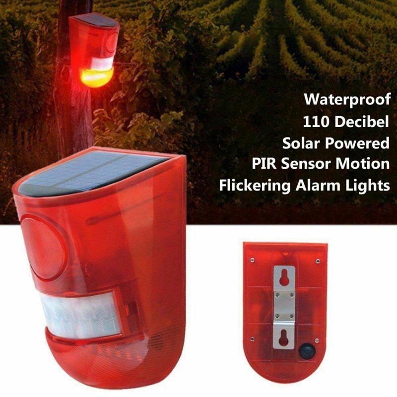 Solar Red 6 LED Alarm Warning Security Traffic Flashing Light Sensor Garden Lamp
