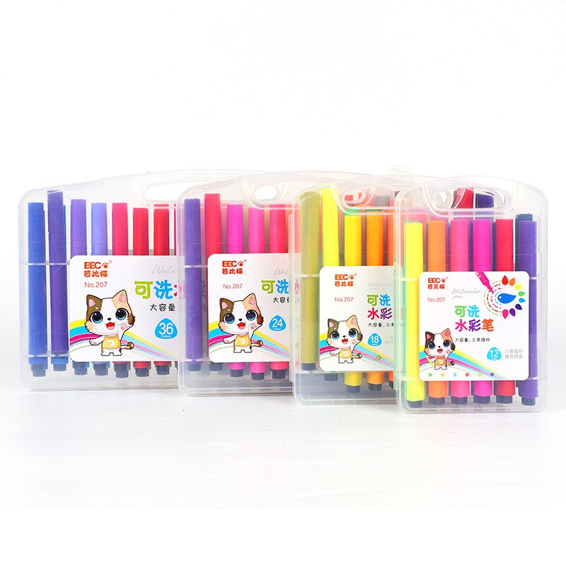 12/18/24/36 Colors Art Marker Pen Watercolor Pencils Drawing Set Art Supplies Graffiti Pen Washable Markers for Kids