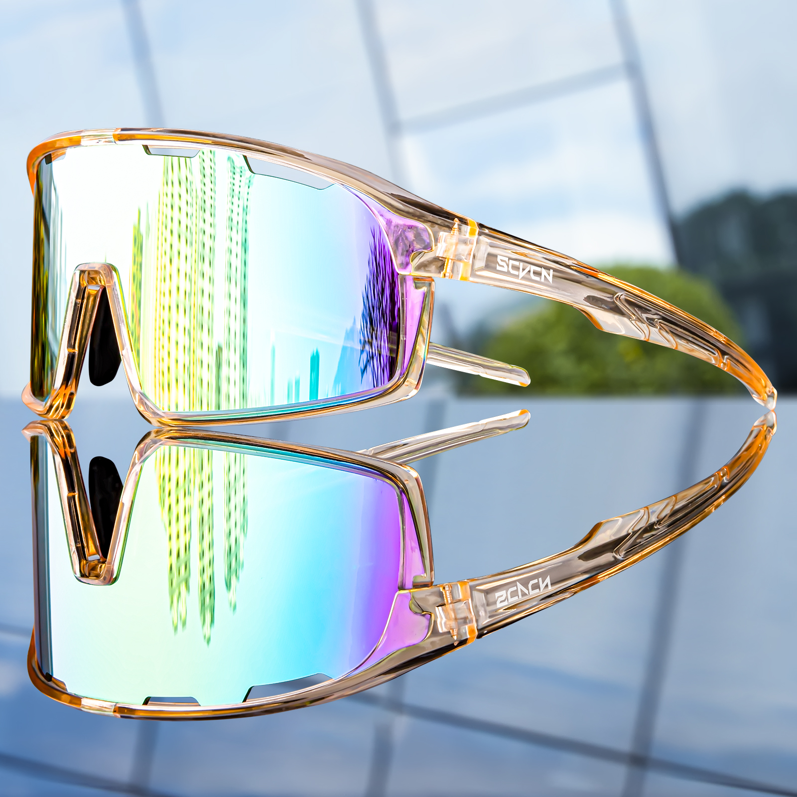 SCVCN Fietsbril MTB Racefiets Zonnebril UV400 Fietsbril Bescherming Licht Unisex Fietssportuitrusting: Zilver