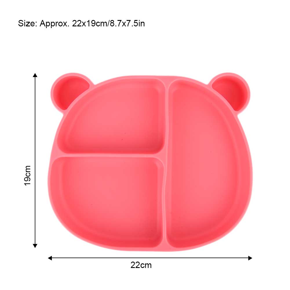 Baby Dishes Smiling Silicone Plate With Suction Cup Strong Sticky Divided Silicone Food Plate Children's Section Feeding Plate: Gray