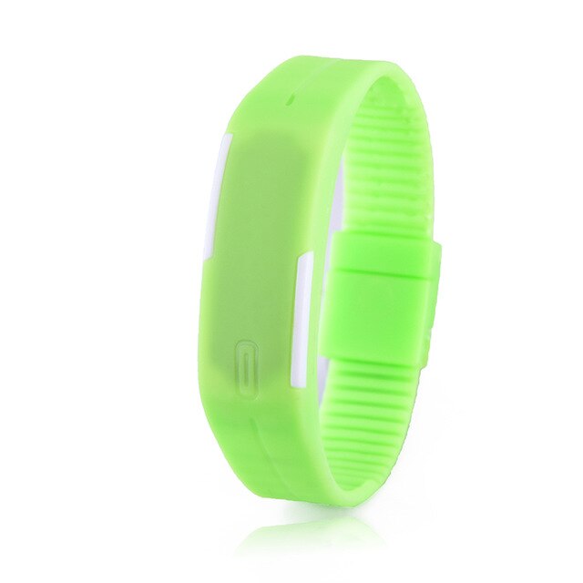 Reloj de mujer para hombre y mujer de Color caramelo, relojes de goma LED para niños, pulsera con fecha, reloj de pulsera deportivo Digital para estudiante,: green