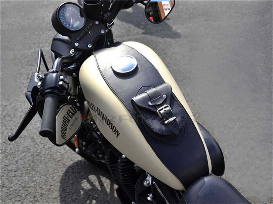 Sort motorcykel gas tank dash konsol center pose taske pu læder til harley sportster  xl48 883 1200