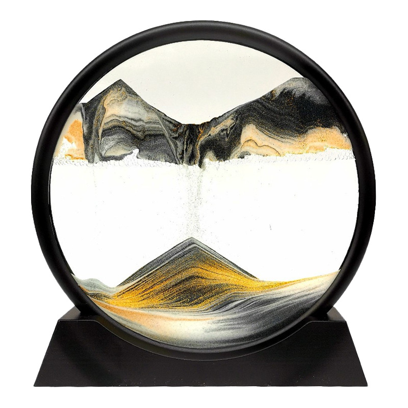 Sablier 3D avec étagère, paysage de sable profond, peinture de sable mouvant, image d&#39;art en mouvement, décoration de bureau pour la maison: C / 12 inch