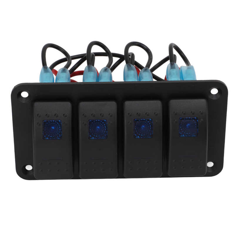 ON Off Toggle Switch IP65 Waterproof 4 Gang Rocker Switch for 12‑24V Vehicles Yachts SUVs Trucks