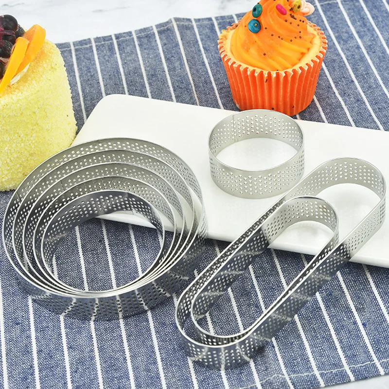 Edelstahl perforierter nahtloser Tortenring, Quiche-Ring, Tortenform, Kuchenform, nahtloses Backzubehör, Ausstecher