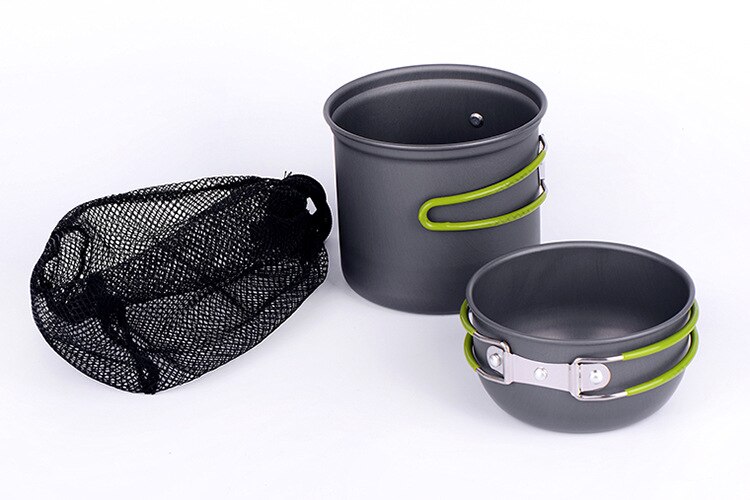 Outdoor Portable Cooker 1-2 Person Camping Set Pot 2 Pieces Outdoor Set Pot