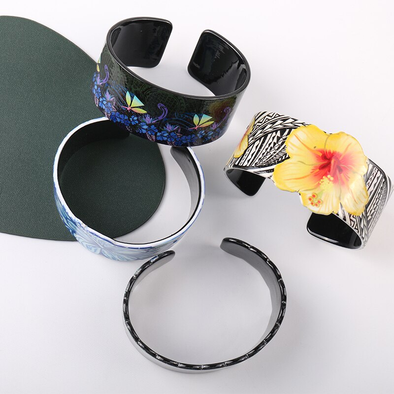 Bracelet manchette imprimé papillon et fleurs pour femmes et filles, Vintage, fête d'anniversaire, meilleur de noël,