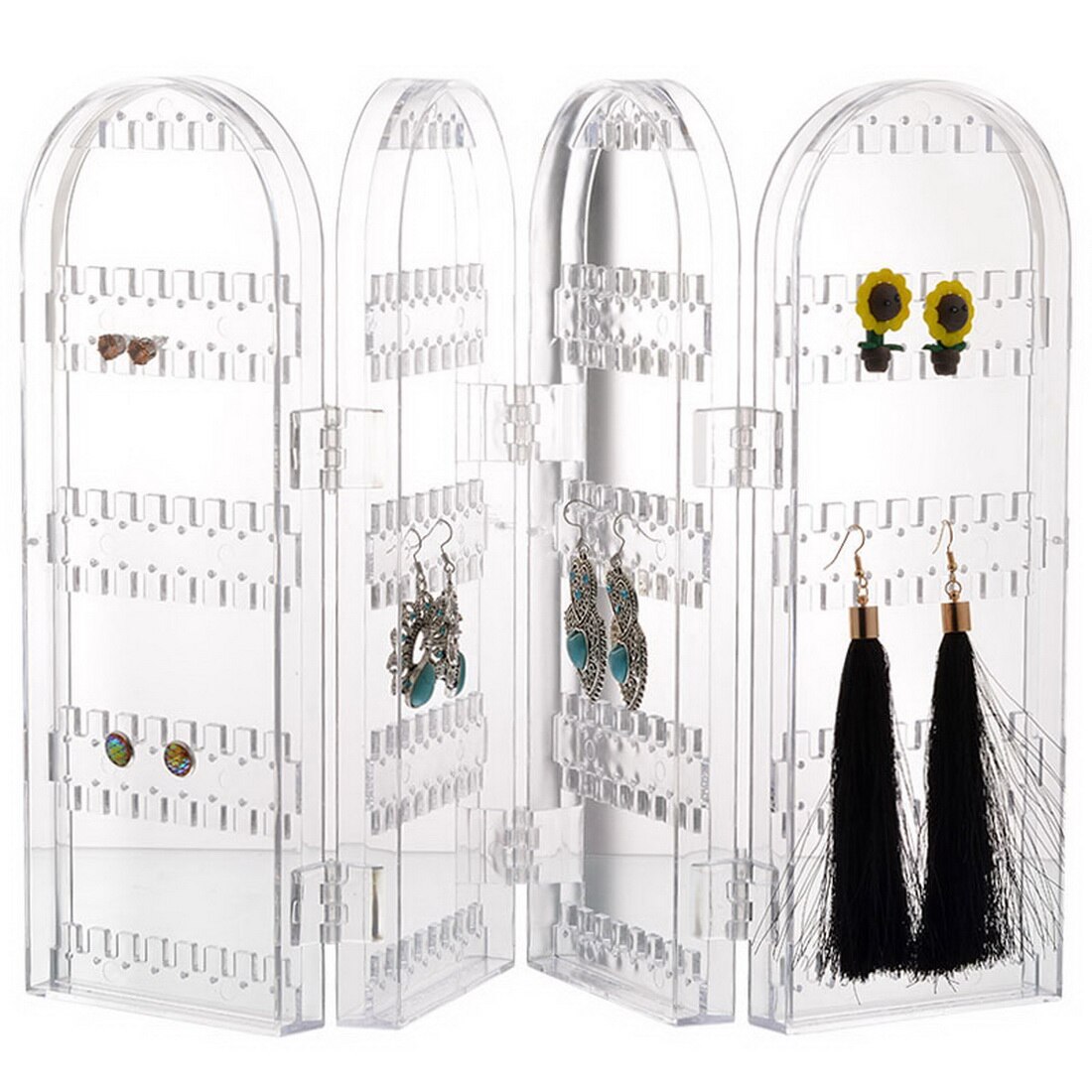 Makeup Organizer Storage Box Drill Polish Lipstick Nail Organizer Cosmetic Jewelry Box Holder Transparent Multiple Grid Acrylic: H