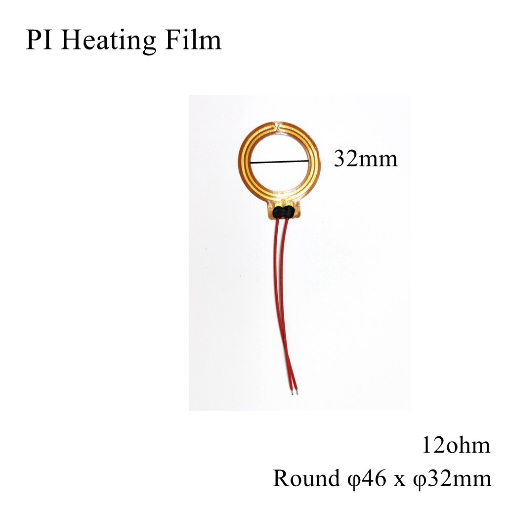 Film chauffant électrique rond, 25mm 5V 12V 24V 110V 220V PI, Film adhésif Polyimide, plaque chauffante électrique, tapis de panneau, feuille de carburant, huile moteur réservoir: Round 46mm x 32mm