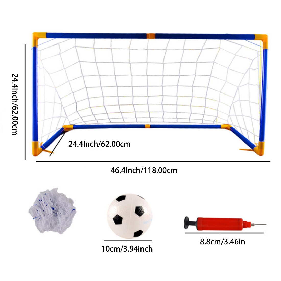 118cm Large Size Portable Folding Children Football Net Door Sports Toys Set Football Gate Soccer Inflator