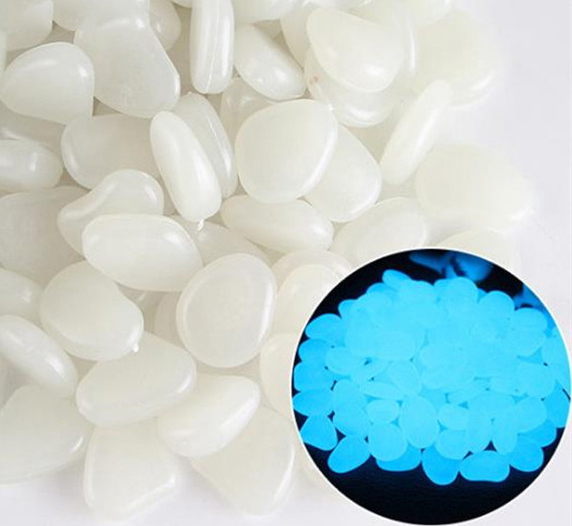 100pcs Luminous Stone Fluorescent Gravel Pebbles Aquarium Fish Tank Garden Decoration in the Dark Glowing Stones: 100pcs White