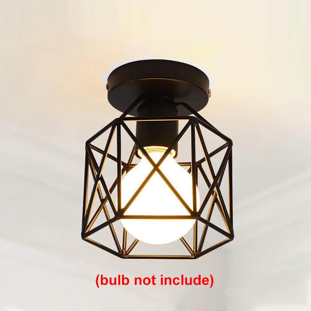 Plafonnier industriel abat-jour luminaire pour couloir entrée allée porche carré fer lustre suspension (sans lampe)