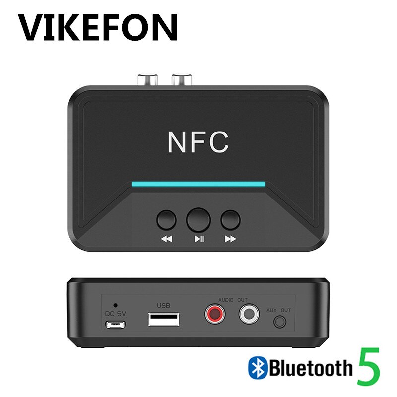 VIKEFON NFC 5.0 odbiornik Bluetooth A2DP AUX 3.5mm złącze RCA USB inteligentne odtwarzanie stereofoniczny audio adapter bezprzewodowy robić zestawu samochodowego głośnik: Default Title