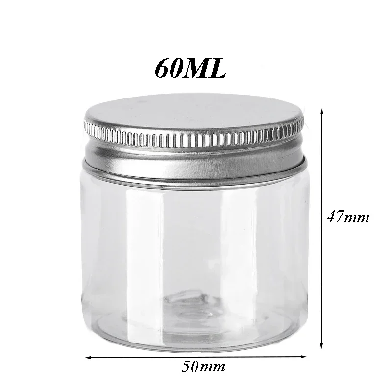 10Pcs Storage Jars Clear Aluminum Cap Empty Cosmetic Food Containers Travel Bottle Round Clear Plastic Jar Face Cream Sample Pot: Red