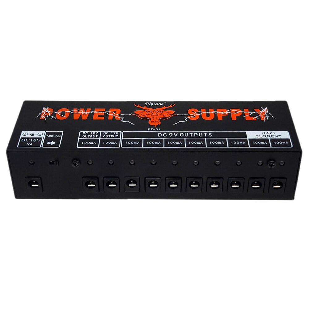 Pigtone PD-01 Power Supply 10 Lsolated Outputs 9V 12V 18V for Guitar Effects Pedal