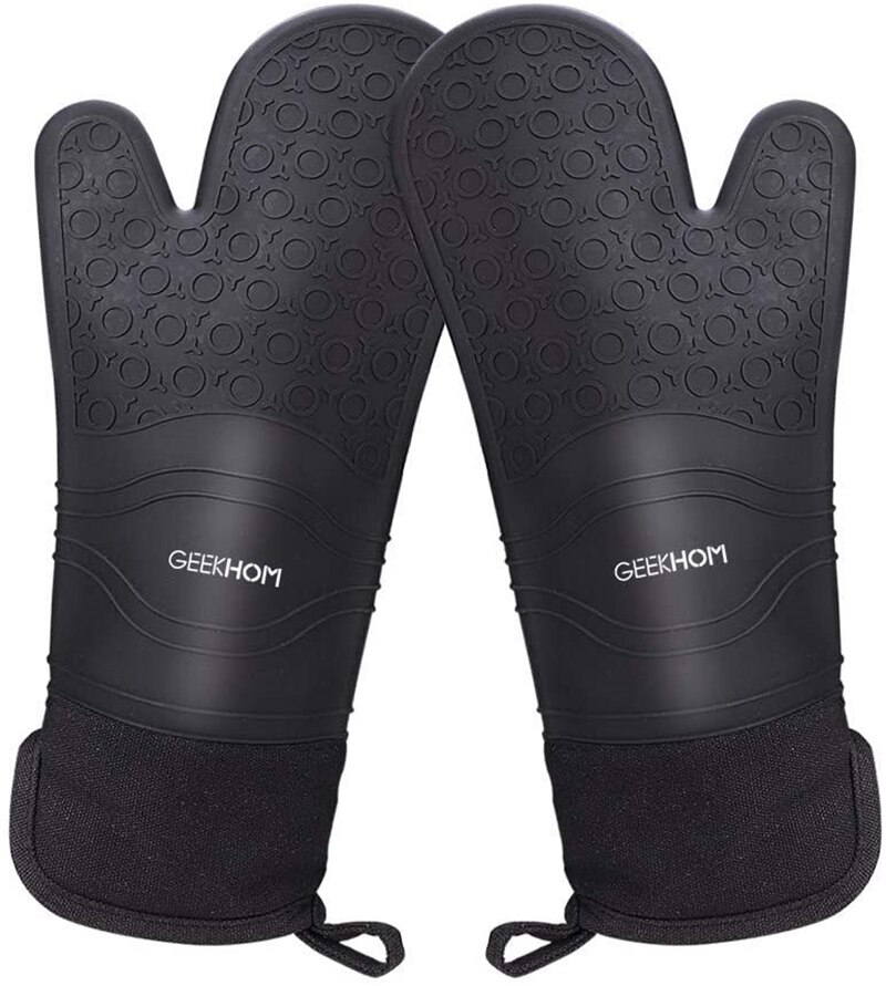 GEEKHOM Ofen Handschuhe Hitze Beständig Silikon Handschuhe Ofen Handschuhe Küche Kochen BBQ Grill Backen Grillen Topflappen Handschuhe