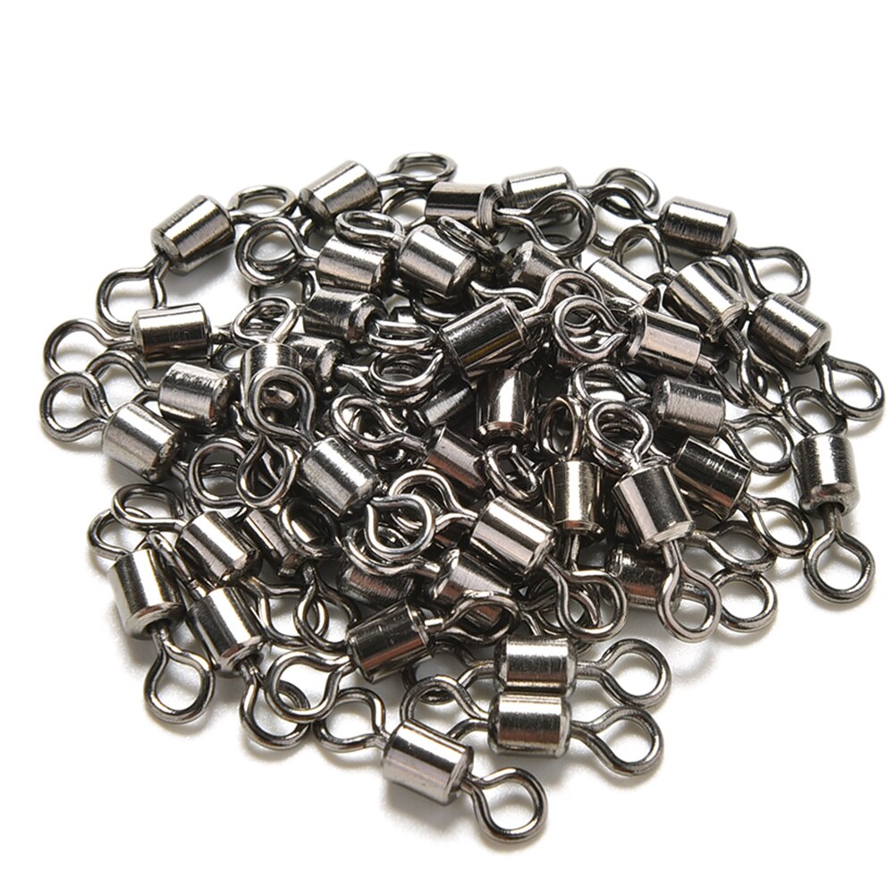 100Pcs Ball Bearing Swivel Solid Rings Fish Connector Round 8 Shape Eye Rolling Swivels Rig Sea Carp Fishing Tools #22: 2