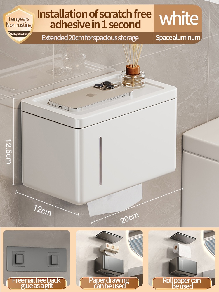 Toilet Tissue Box Wall Mounted Toilet Paper Dispenser Box Bathroom Storage Rack: Red