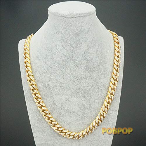 Mens Cuban Link Chain Gold Bling Miami Cuban Necklace Iced Out Diamond Tennis Chain for Men Women Bracelet Accessories