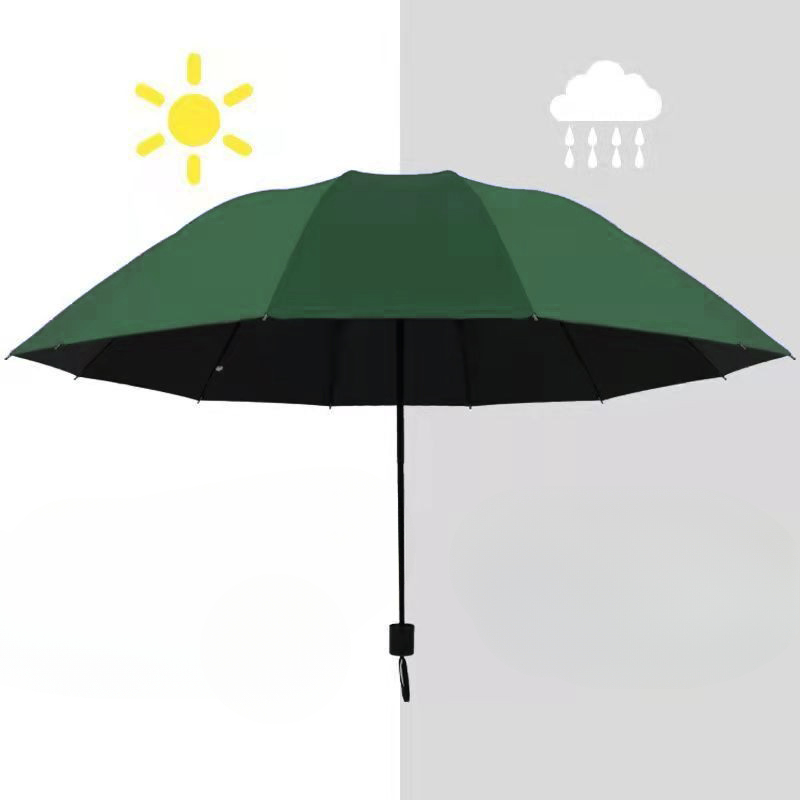 Paraguas plegable extra grande con doce varillas, tela resistente al viento y a la lluvia, adecuada tanto para días soleados como lluviosos, fácil de llevar: Blanco