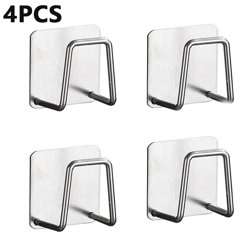 Support Auto-Adhésif pour Éponges de Cuisine, Égouttoir en Acier Inoxydable 304, Accessoires pour Évier: 4pcs silver