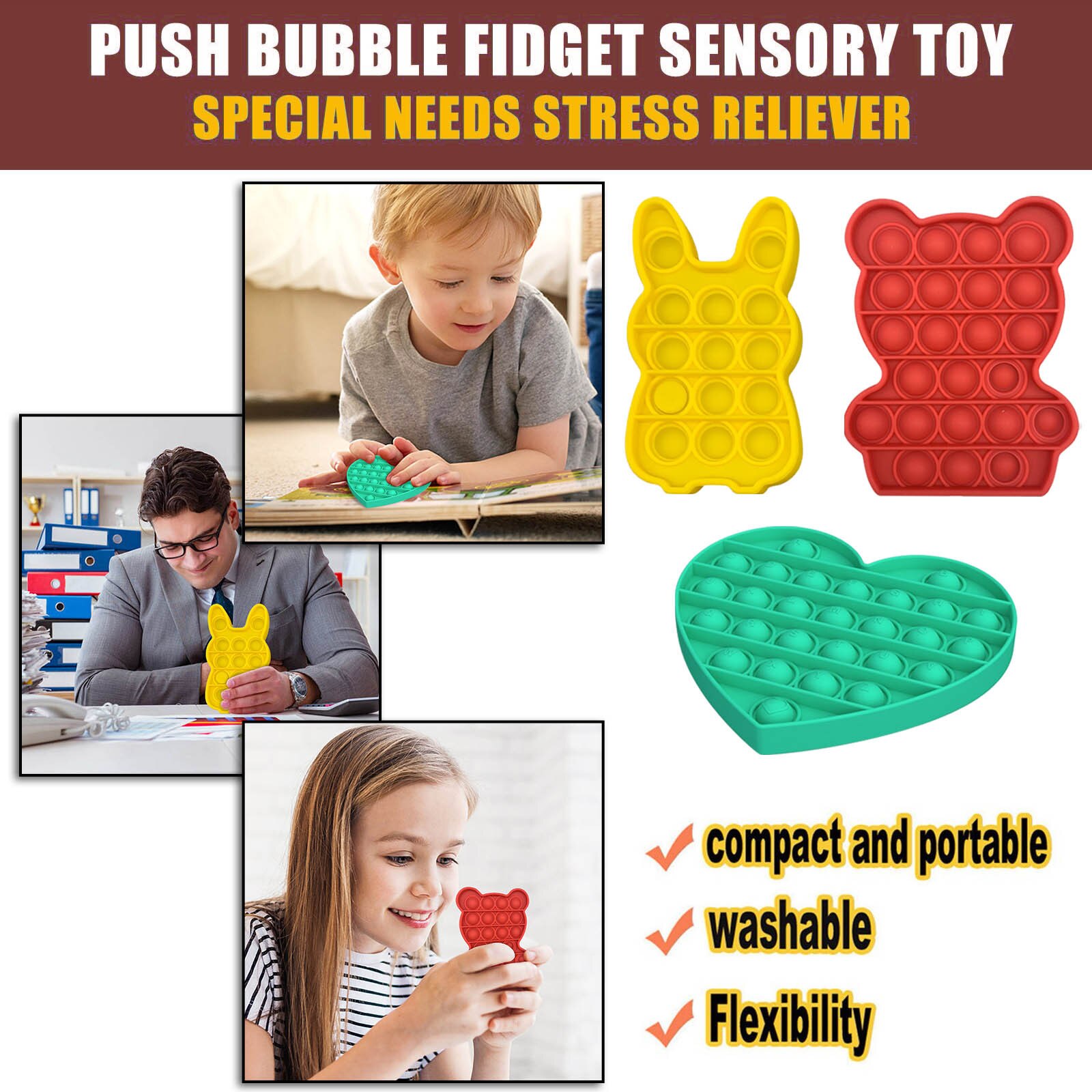 Push Bubble Fidget Sensory Toy Autism Special Need... – Grandado