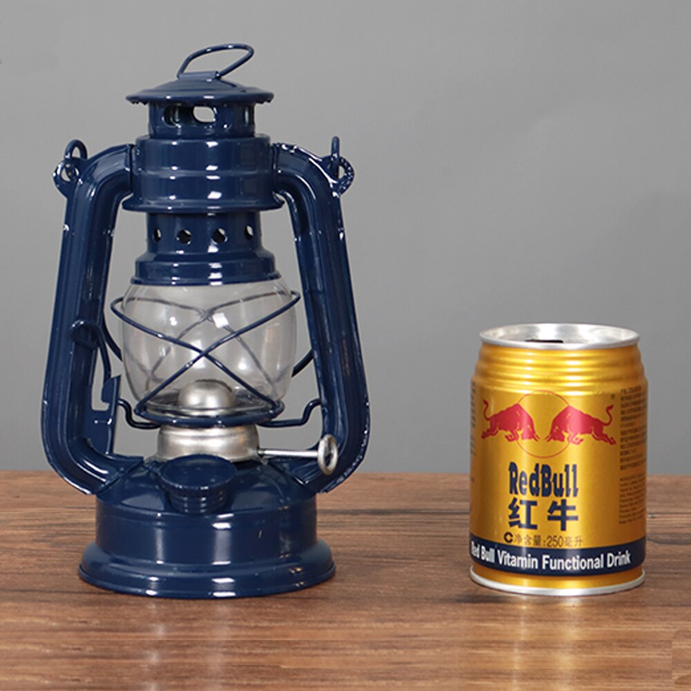 Lámpara de queroseno clásica nostálgica, farol Vintage de parafina, luz de emergencia salvaje para campamento, 19cm de altura