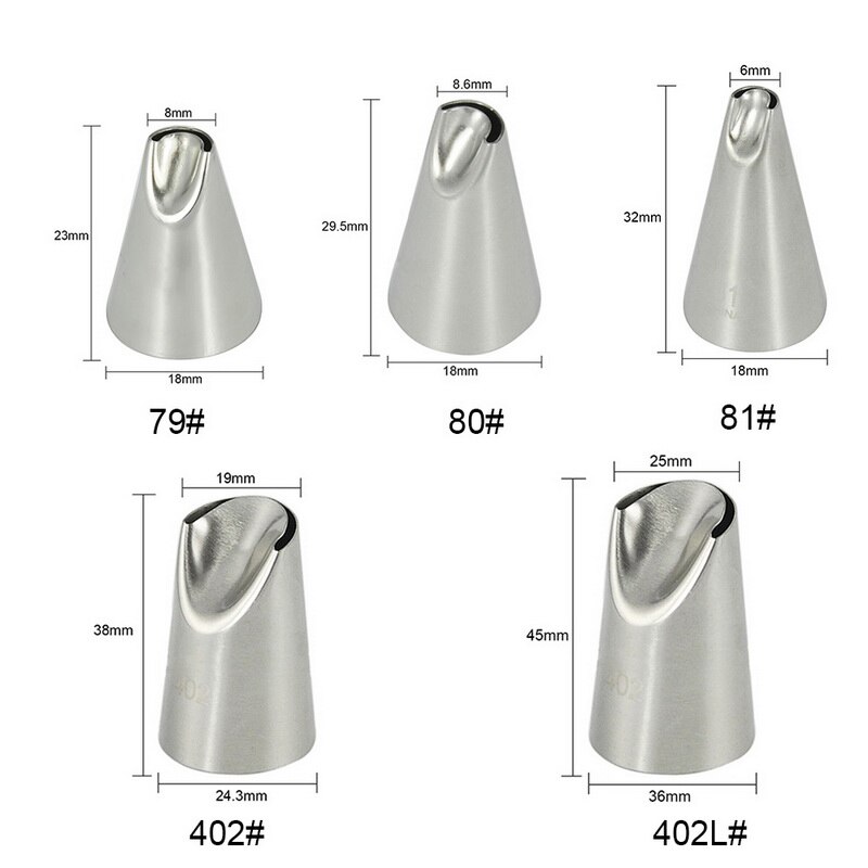 8Pcs Big Size Russische Pastry Icing Piping Nozzles Rvs Decorating Tip Cake Cupcake Decorateur Rose Accessoires Keuken