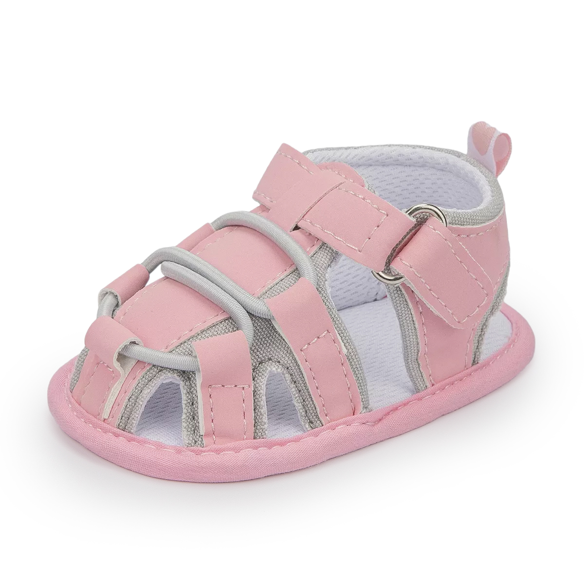 Sandales d'été pour bébé garçon et fille, chaussures de plage, en coton, plates, antidérapantes, semelle souple, pour les premiers pas de bébé de 0 à 18 mois: Rose / 0-6 mois