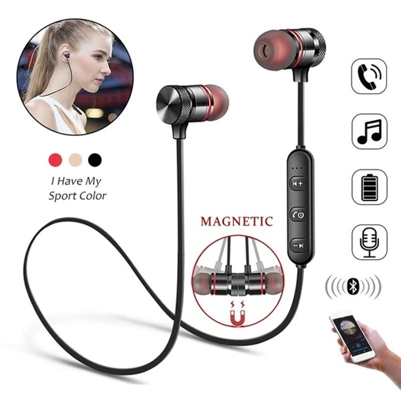 Magnetic Wireless Earphones Bluetooth Earbuds Handsfree Headphones Noise Cancelling Sweat Proof Stereo Headset With Mic