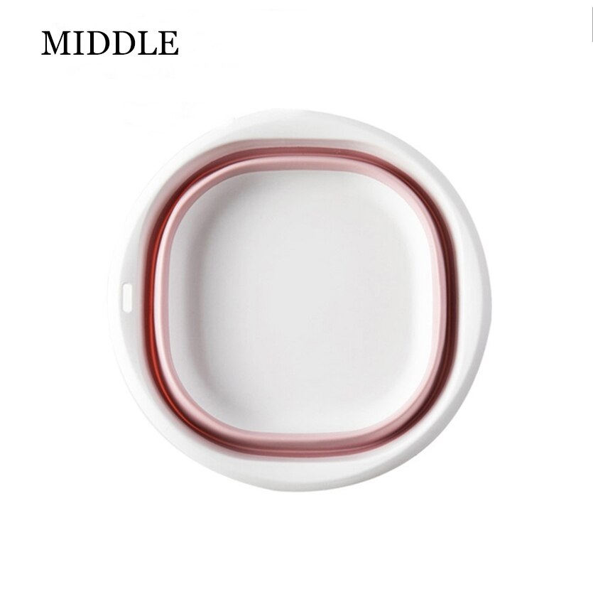 Travel Folding Washbasin Bathroom Portable Silicone Basins Kitchen Folding Laundry Bowl Camping Supplies Foldable Bath Sink: Middle pink
